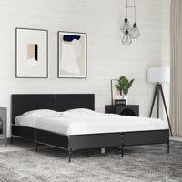 Bedframe LED bewerkt hout metaal zwart 140x190 cm - thumbnail