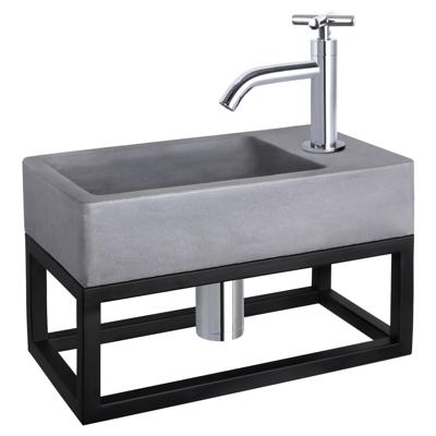 Differnz Differnz Force fonteinset beton donkergrijs - kraan kruis - met handdoekrek chroom Differnz Differnz Force fonteinset beton donkergrijs - kraan kruis - met handdoekrek chroom