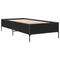 Bedframe bewerkt hout en metaal zwart 90x200 cm - thumbnail