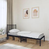 Bedframe met hoofdbord metaal zwart 80x200 cm - thumbnail