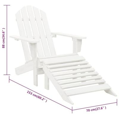 VidaXL Tuinstoel met hocker hout wit VidaXL Tuinstoel met hocker hout wit