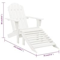Houten tuinstoel / strandstoel met voetenbank wit - thumbnail