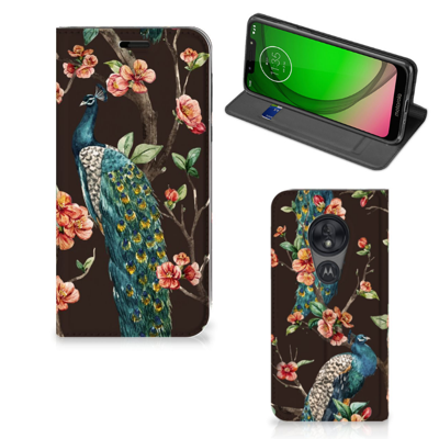 Motorola Moto G7 Play | Hoesje maken | Pauw met Bloemen