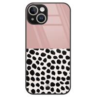 iPhone 14 glazen hardcase - Pink dots - thumbnail