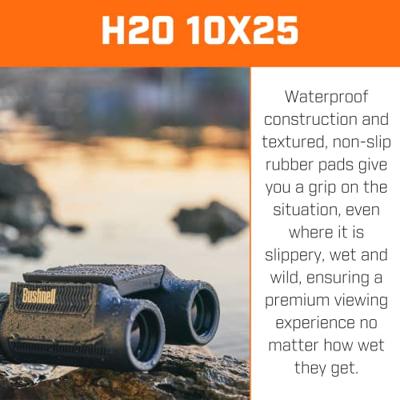 Bushnell BN130105 Verrekijker 10x25 H2O - waterdicht, handig, compact, voor zeilen, bijzonder goede grip, trotseert elk weer, licht, compact,Blauw