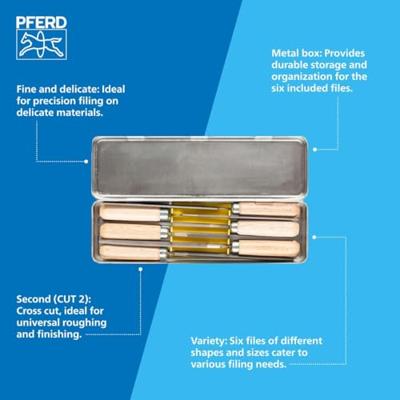 PFERD TOOLS 11700265 Sleutelvijlenset kap 2 incl. vijlheften in metalen box Lengte 100 mm 1 stuk(s)