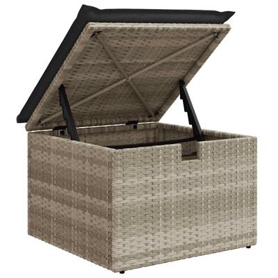 4-delige Loungeset met kussens poly rattan lichtgrijs - thumbnail