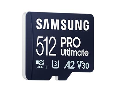 Samsung Pro Ultimate microSD card 512GB + USB-adapter Micro SD-kaart Blauw - thumbnail