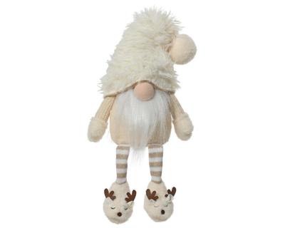 Kerstpop Gnoom Zittend Gebroken Wit 48cm Kerstpop Gnoom Zittend Gebroken Wit 48cm