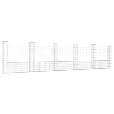 Schanskorf U-vormig met 6 palen 620x20x150 cm ijzer