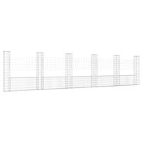 Schanskorf U-vormig met 6 palen 620x20x150 cm ijzer - thumbnail