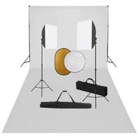 Fotostudioset met softboxlampen, achtergrond en reflector - thumbnail