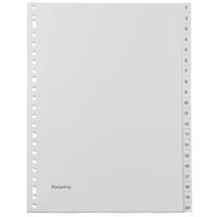 Pergamy tabbladen, ft A4, 23-gaatsperforatie, grijze PP, set 1-20 - thumbnail