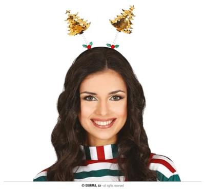 Hoofdband met Kerstboompjes pailletten