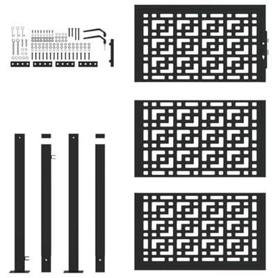 Poort met kruisontwerp 105x155 cm staal zwart Poort met kruisontwerp 105x155 cm staal zwart