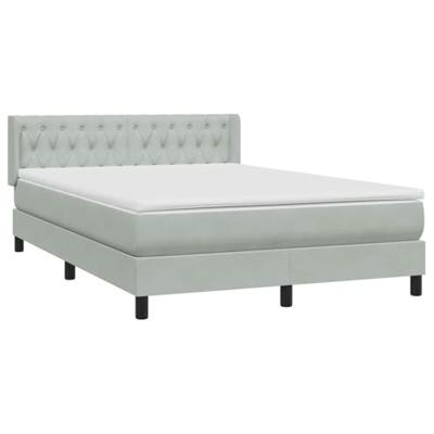 Boxspring met matras fluweel lichtgrijs 160x220 cm