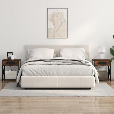 Nachtkastje 2 pcs Gerookt eiken 41 x 31 x 51 cm Bewerkt hout