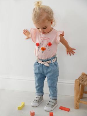 Babyjeans met stoffen riem double stone
