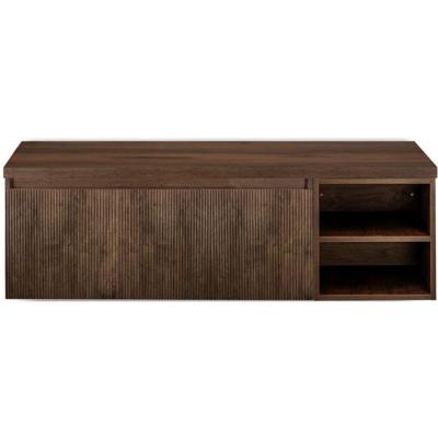 Frozen 3D Badmeubelset 140 cm - Greeplijst in Kleur - Wastafel Regaalkast met Bovenblad Dark Oak