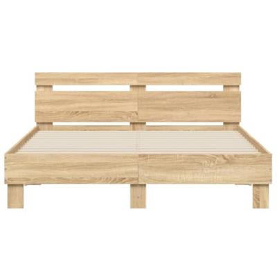 Bedframe met hoofdeinde en LED sonoma eikenkleurig 150x200 cm