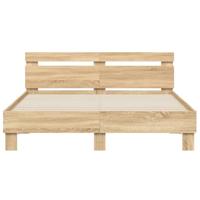 Bedframe met hoofdeinde en LED sonoma eikenkleurig 150x200 cm - thumbnail