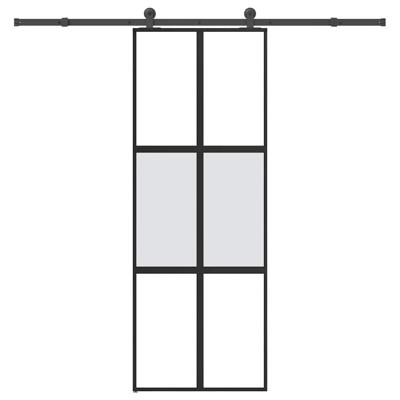Schuifdeur met beslag 76x205 cm gehard glas en aluminium