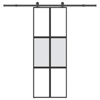 Schuifdeur met beslag 76x205 cm gehard glas en aluminium - thumbnail