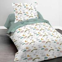 TODAY Kids First 1.15 Kinderbedset - 1 persoon - Dekbedovertrek 140 x 200 en 1 kussensloop 63 x 63 cm - Witte print - thumbnail