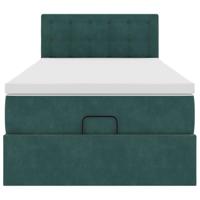 Ottoman bed met matras 90x200cm fluweel donkergroen - thumbnail