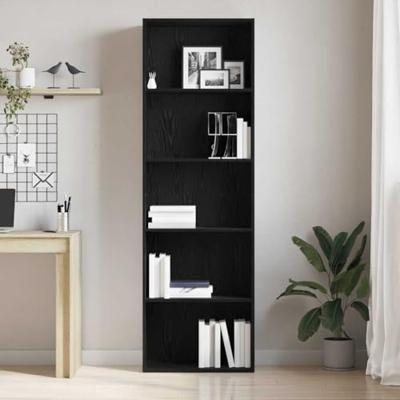 Boekenkast 60x30x189 cm spaanplaat zwart eikenkleurig