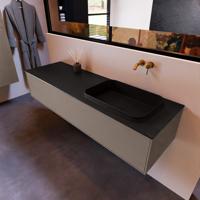 Badkamermeubelset Mondiaz Erin 150 cm met 1 Lade met RIDGE Wastafel Rechts Urban Zonder Kraangaten Greeploos Mat Smoke - thumbnail