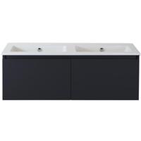 Frozen Badmeubelset 120 cm - Greeplijst in Kleur - Zwart Mat - Keramische Wastafel Wit Zonder Kraangat - thumbnail