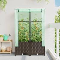 Plantenbak verhoogd met kashoes 80x40x138 cm rattanlook - thumbnail