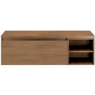 Frozen Badmeubelset 140 cm - Greeplijst in Kleur - Wastafel Regaalkast met Bovenblad Honey