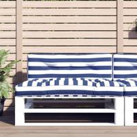 VidaXL Palletkussens 2 st stof gestreept wit en blauw - thumbnail