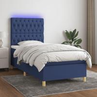 Boxspring met matras en LED stof blauw 100x200 cm - thumbnail