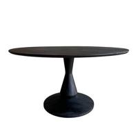Old Inn - Eetkamertafel Mango zwart rond 150cm met houten poot - thumbnail