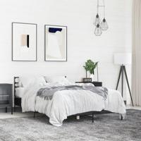 Bedframe bewerkt hout metaal zwart 135x190 cm - thumbnail