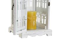 Lykta DKD Home Decor Verouderde afwerking Wit Grijs Hout Kristal Mediterrane 19 x 19 x 51 cm - thumbnail