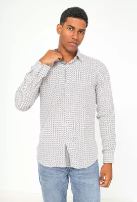 Yves Enzo- Heren Italiaans Overhemd - Strijkvrij - Print Yves Enzo- Heren Italiaans Overhemd - Strijkvrij - Print