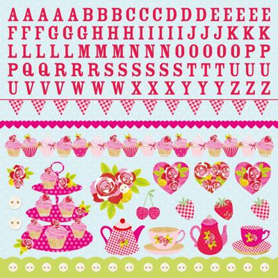 Kaisercraft • tea party sticker sheet 30,5x30,5cm