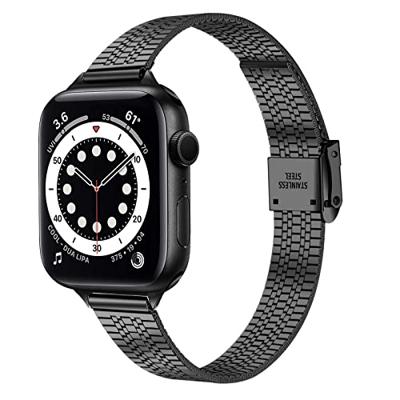 Stainless steel slim fit bandje - Zwart - Geschikt voor Apple Watch 38mm / 40mm / 41mm / 42mm Stainless steel slim fit bandje - Zwart - Geschikt voor Apple Watch 38mm / 40mm / 41mm / 42mm