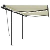 Luifel handmatig uittrekbaar met LED 3,5x2,5 m crèmekleurig - thumbnail