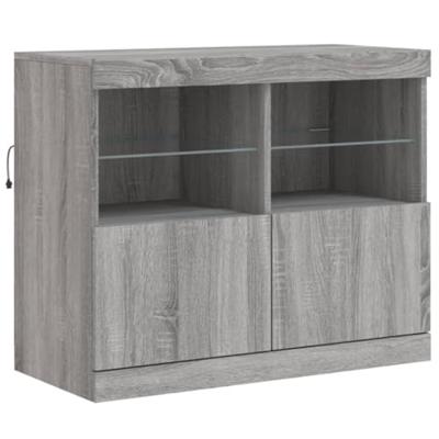 Dressoir met LED-verlichting 163x37x67 cm grijs sonoma eiken