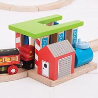 Bigjigs houten rails wasstraat voor treinen - thumbnail