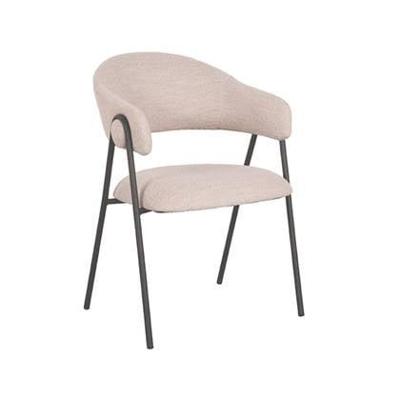 LABEL51 Eetkamerstoel Lowen - Naturel - Boucle - Zwart Metalen Frame