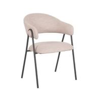 LABEL51 Eetkamerstoel Lowen - Naturel - Boucle - Zwart Metalen Frame - thumbnail