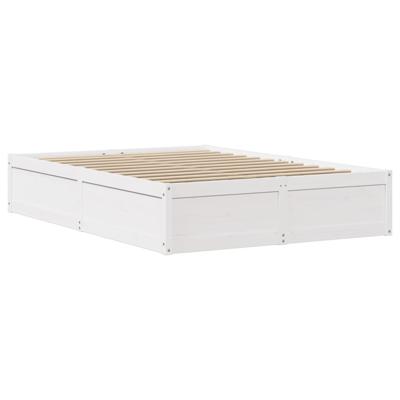Bedframe met hoofdbord massief grenenhout wit 135x190 cm