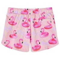 Kindershorts met trekkoord flamingozwembandprint 128 lichtroze - thumbnail
