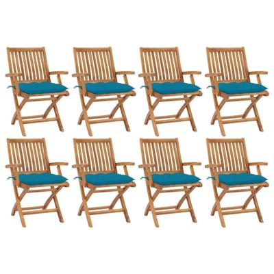 Tuinstoelen 8 st inklapbaar met kussens massief teakhout